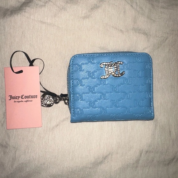 Juicy Couture Blue Leather Wallet Minimalist Design - Picture 1 of 2